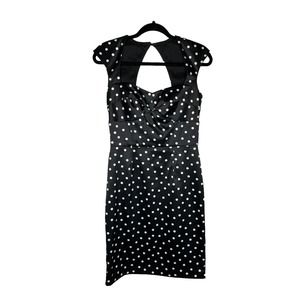 White House Black Market Womens Black White Polka Dot Dress Cap Sleeve Size 4